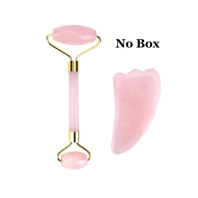 Natural Rose Quartz Facial Massage Crystal Stone Body Jade Massager DermaRoller Skincare Ice Roller Wrinkle Removal Beauty Tool