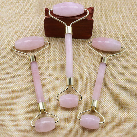 Facial Massage Skincare Ice Roller Crystal Stone Body Jade Massager Derma Roller Natural Pink Quartz Wrinkle Removal Beauty Tool