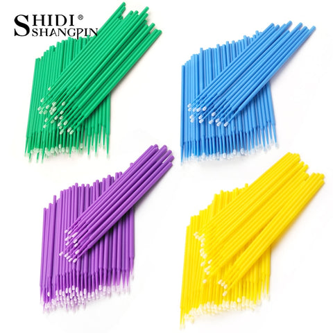 SHIDISHANGPIN 100 PCS Disposable Make Up Eyelashes Mini Individual lashes Applicators Mascara Brush Lash Extensions Cotton Swab